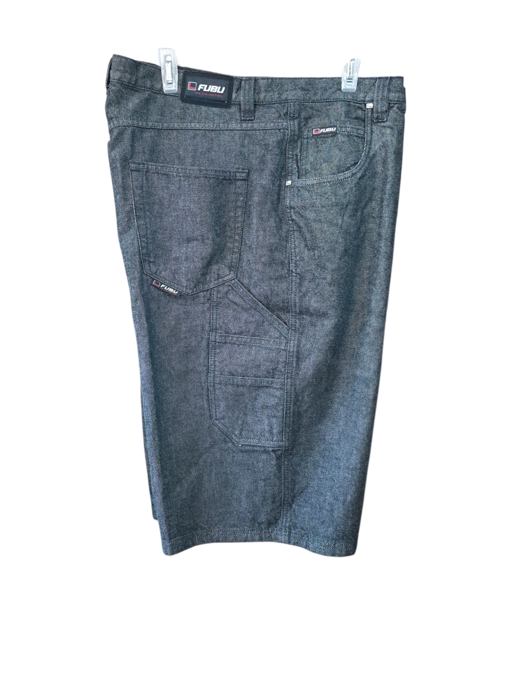 FUBU Men's Charcoal Denim Cargo Shorts